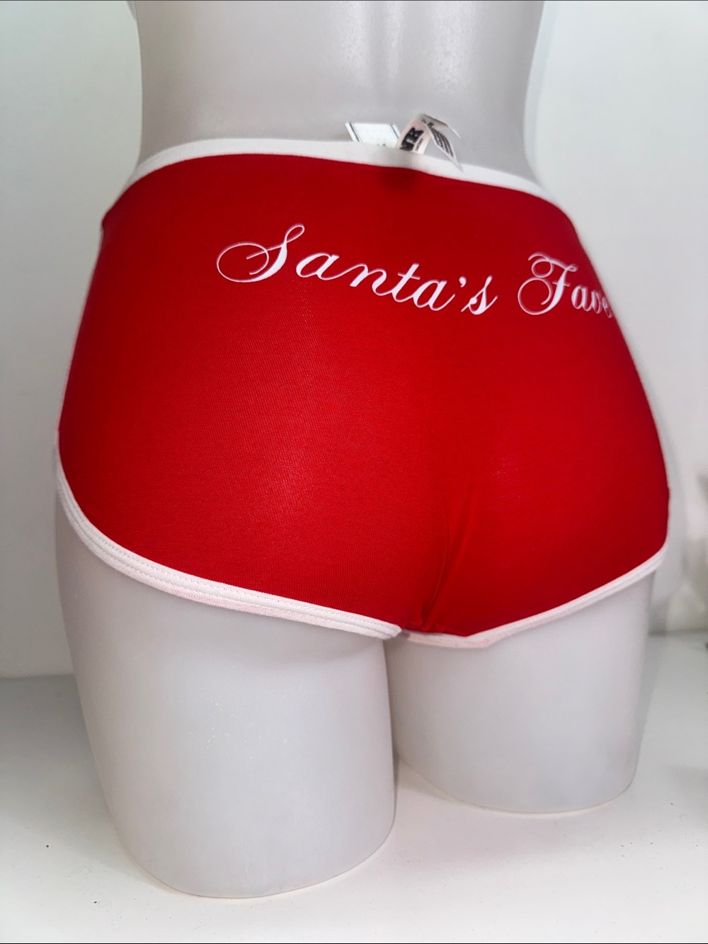 PINK Victoria's Secret Red 'Santa's Favorite' Holiday boyshort Sz XS NWT